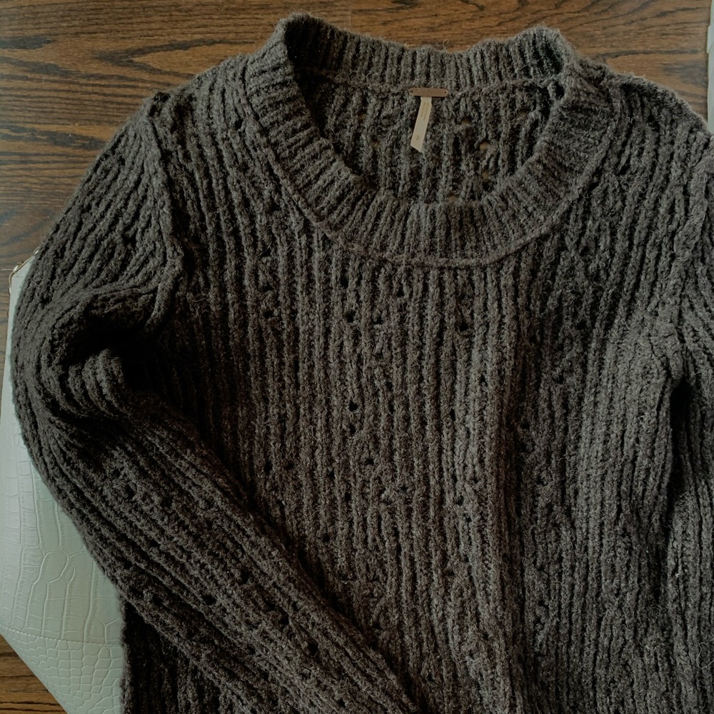 Free People Dark Grey Knitter Sweater